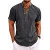 Men's Short Sleeved Stand Up Collar Top Pullover Cardigan