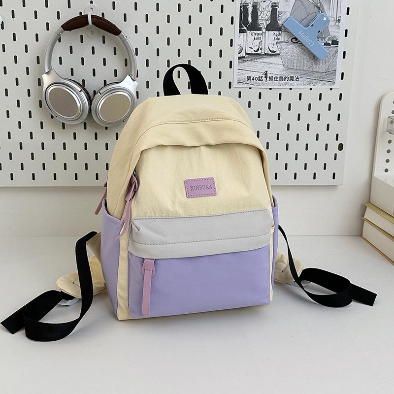New High-value, Fresh, Sweet and Cute Contrasting Color Backpack, Casual and Lightweight Backpack for Junior High School Students