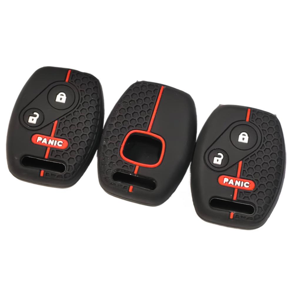 3 Button Car Key Fob Case For Honda Civic 4D Jazz Gr8 Cr-V Srv Frv Fit Csx Chord 7 Accord Emblem Extra Screw Silicone Protection