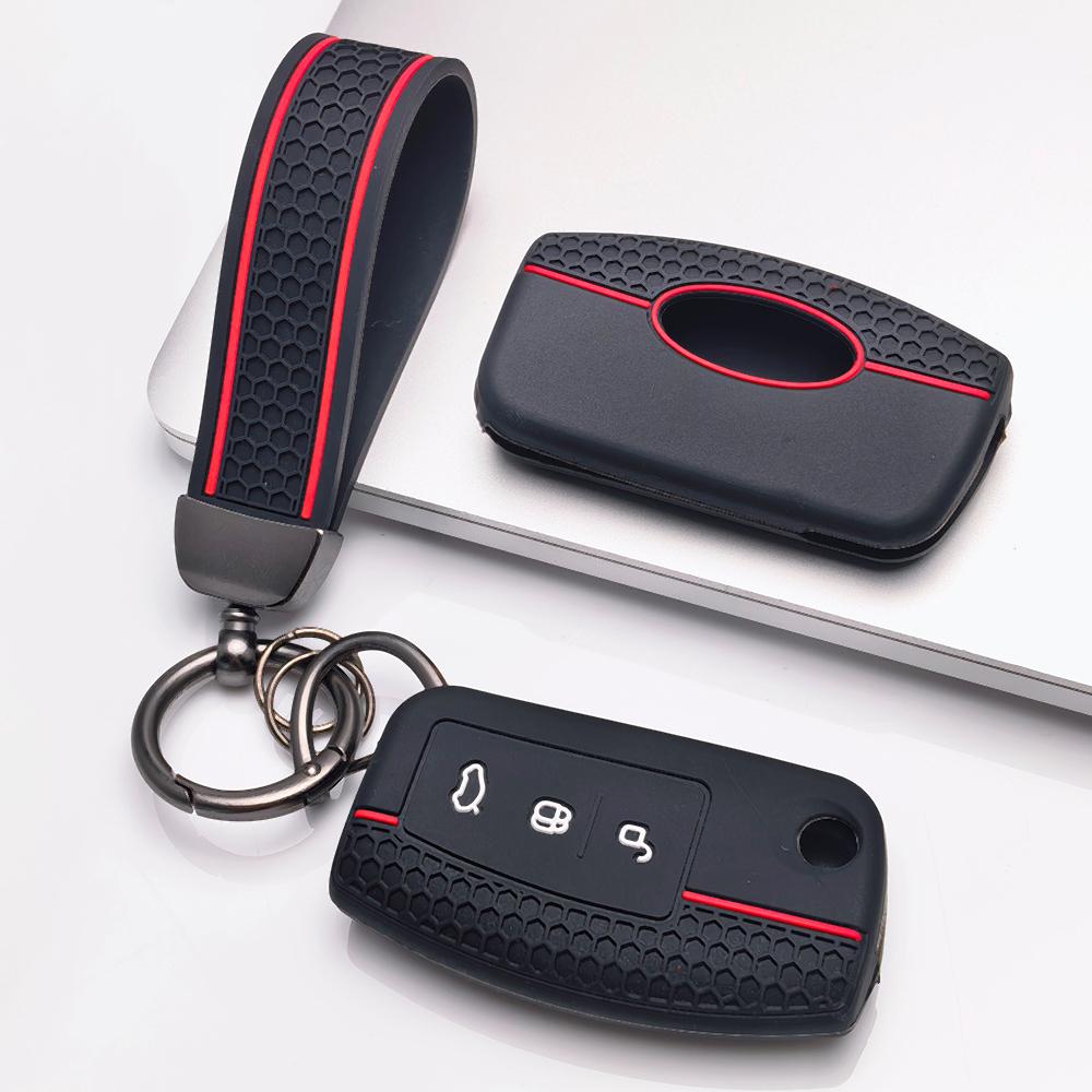 Silicone Key Cover keychain for Ford 3 Button Flip Key Anti-Scratch Protective, Fits Ford Focus Mondeo Fiesta C-Max Galaxy Kuga Anti-Scratch Against
