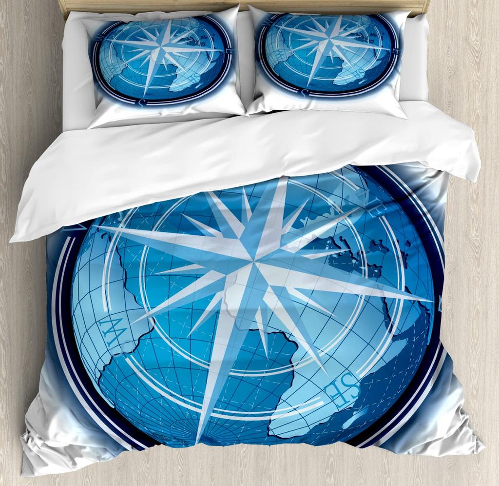 Compass Duvet Cover Set Boys Teenagers Men Bedroom Decorative 2/3 Pcs Bedding Set With Pillowcase Single Queen Duvet Cover Sets
