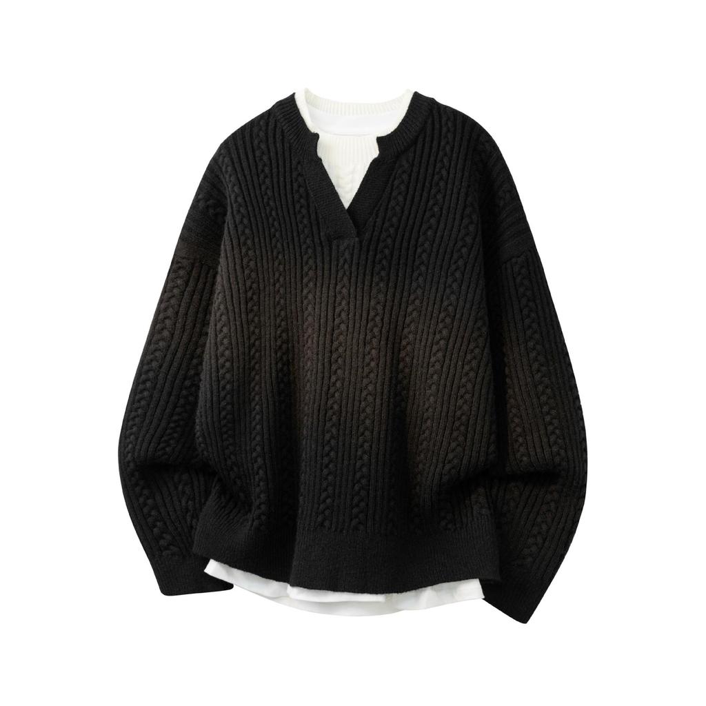 Men's Japanese Style Heavyweight Two-Piece Knit Sweater - Versatile & High Quality