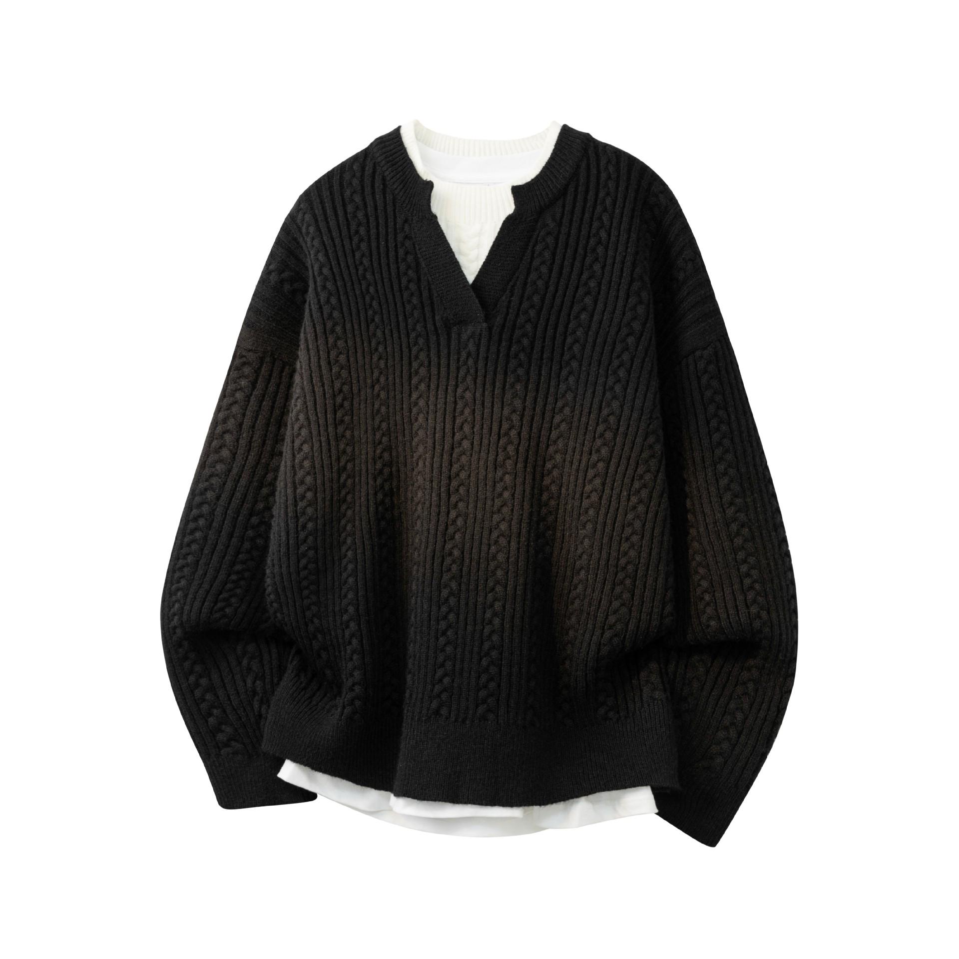 Men s Japanese Style Heavyweight Two-Piece Knit Sweater - Versatile & High Quality XL