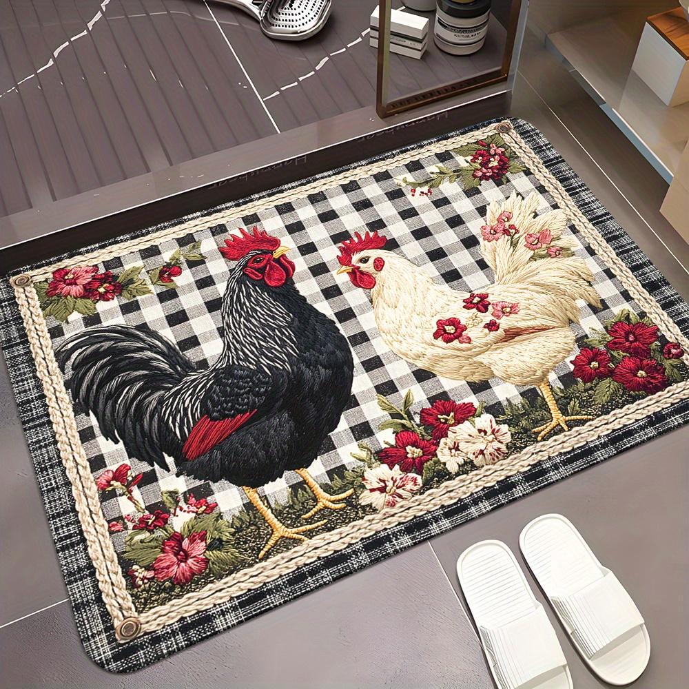 1Pcs Anti Fatigue Kitchen Rugs Rooster Print Waterproof Non-Slip Thick Cushioned Kitchen Mat Heavy Duty Comfort Standing Mat for Kitchen Bathroom