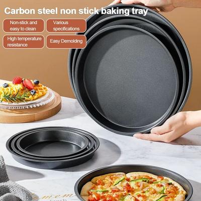 New Black Baking Tray Even Heating Non-stick Pizza Baking Pan Carbon Steel Oven Tray