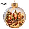 Battery Operated Christmas Ornaments Lighted Clear Ball Ornaments, Cute Santa Claus/Tree/Snowman/Angel Figure Inside Seasonal Gift with Warm Light The