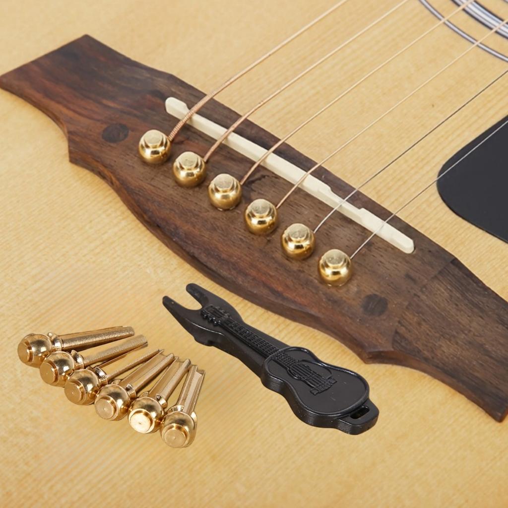 Cheville de chevalet de guitare acoustique Clou de cordes de guitare Laiton Cuivre massif Avec extracteur de cheville de chevalet de guitare