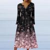 Mote Dame Casual Mote Ensfarget Lomme V-hals Genser Langermet Kjole