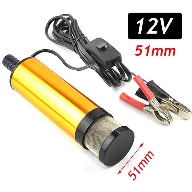 Car Electric Oil Pump DC 12V For Auto Pumping Diesel Oil Water Submersible 12L / Min Fuel Transfer Pump Aluminum Alloy Shell