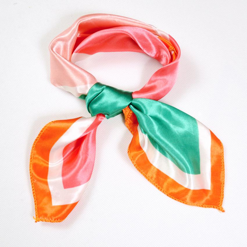 [BYSIFA] Black White Striped Women Small Square Scarf Spring Autumn Professional Silk Scarf Brand Magic Scarves 52*52cm