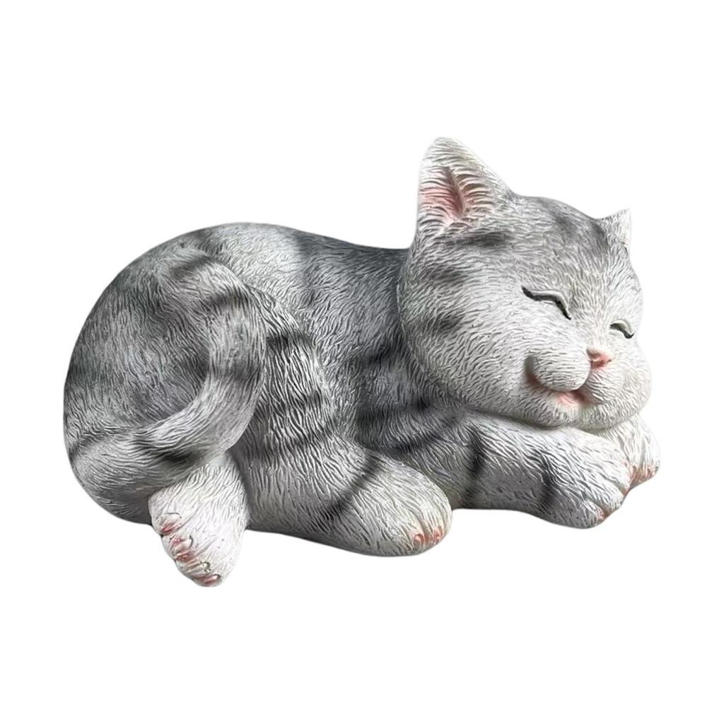 Cat Figurine Art Crafts Decorative Garden Statue for Shelf Outside Landscape