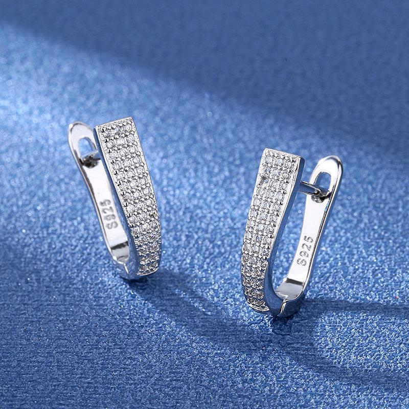 925 Sterling Silver Jewelry Women Cute Tiny Clear Crystal CZ Stud Earrings Gift for Girls Teens Lady New