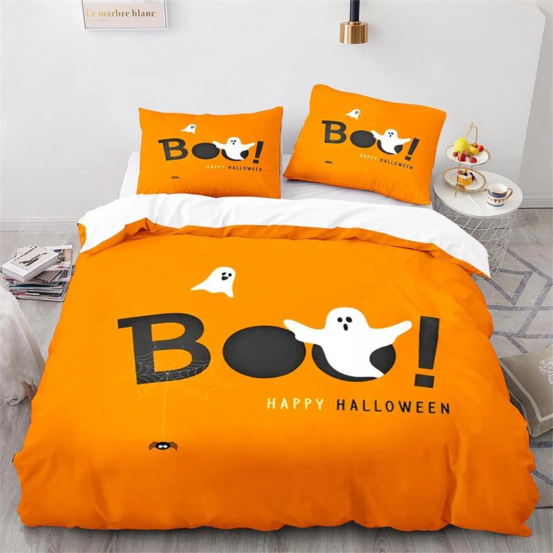 Halloween Boo Duvet Cover Cartoon Eyes for Kids Teens Adults Gift Little Monster Ghost Polyester Quilt Cover Bedroom Decoration