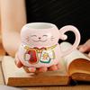 Lucky Cat Ceramic Coffee Mug Cat Lid Creative Cute Cartoon Cute Breakfast Gift Water Bottle Office Drinking Utensils Drinkware