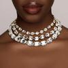 Stonefans Exaggerated Multi Layer Big Crystal Choker Necklaces Jewelry for Party Shiny Square Rhinestone Chain Necklace