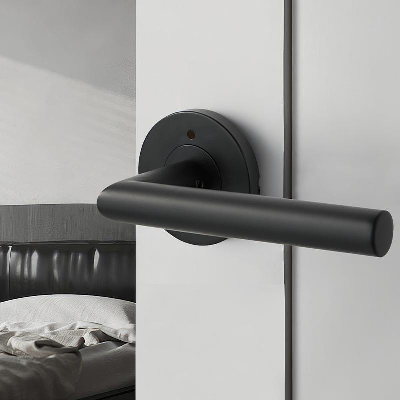 Viladepot Privacy Door Handle Polishing Handle Lever Round Base Bedroom Bathroom Door Lock Reversible
