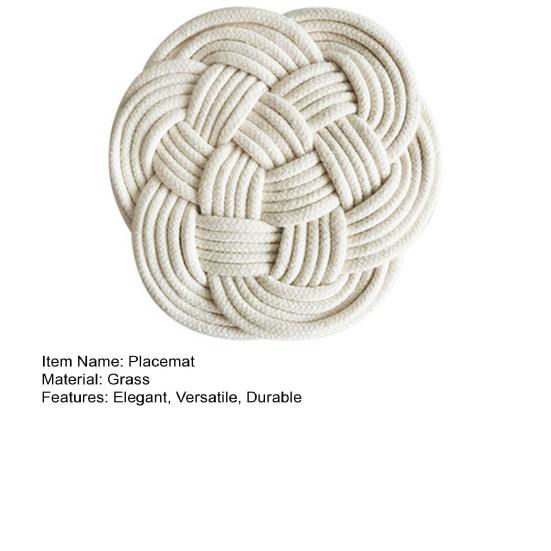 Heat Resistant Non-Slip Placemat for Dining Table Washable Woven Linen Straw Table Mat Heat Insulation Round Coaster Mat