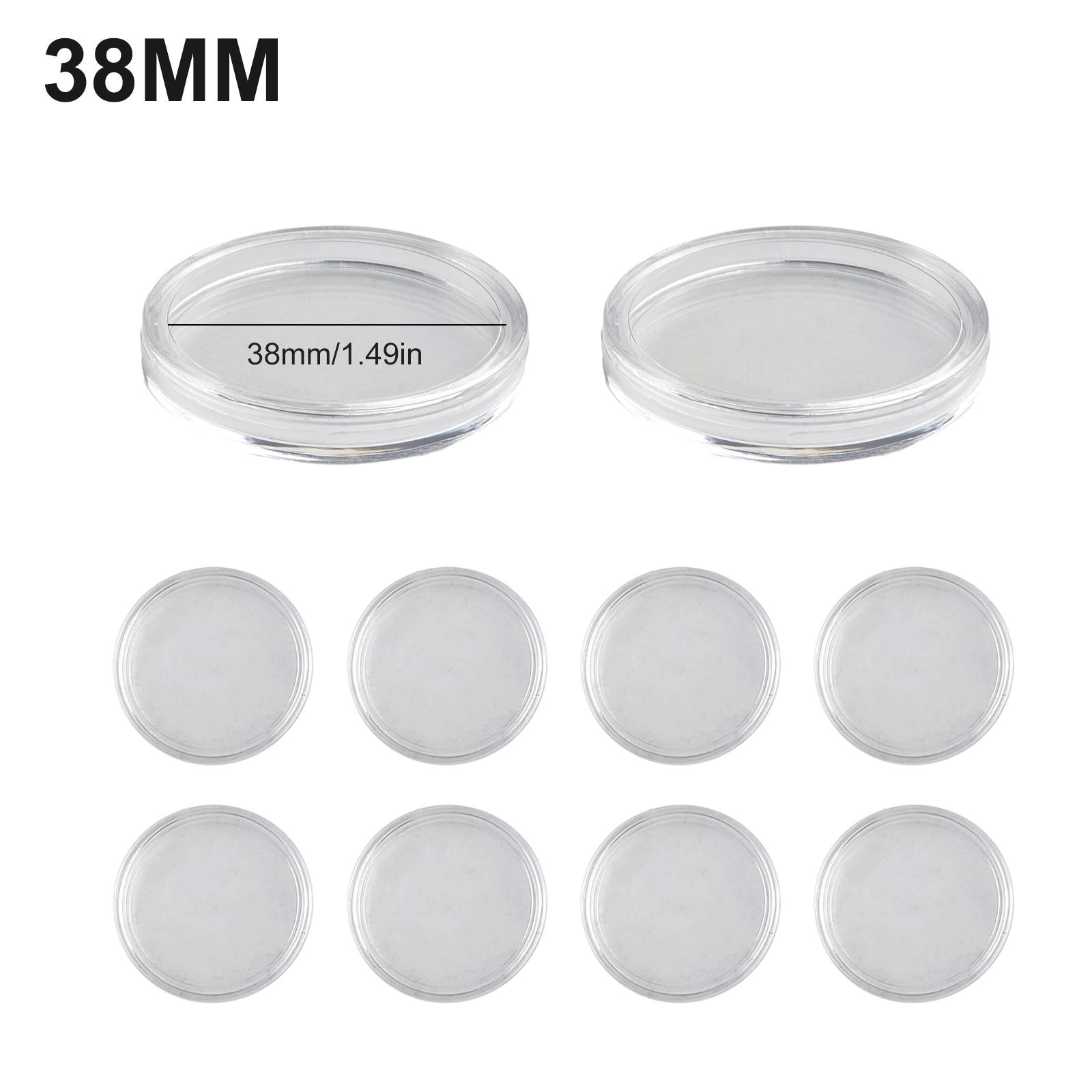 10Pcs Coin Case Transparent Round Storage Case Holder Coin Plastic Box 38/50mm 38mm