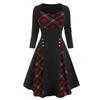 New autumn women's clothing plaid printing waist dress long dress