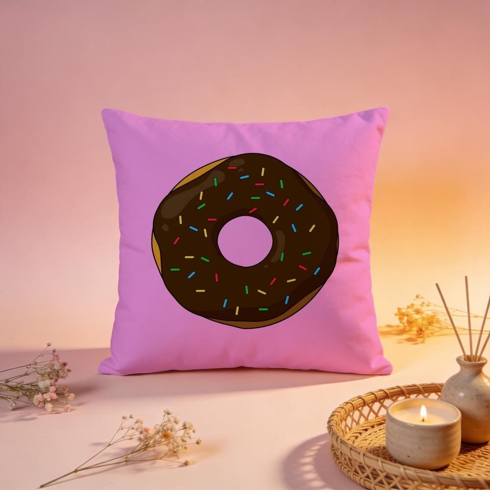Sweet Donut Cartoon Print Cushion Cover Comfortable Durable Pillow Cover MultiScene for Home Office Car Sofa
