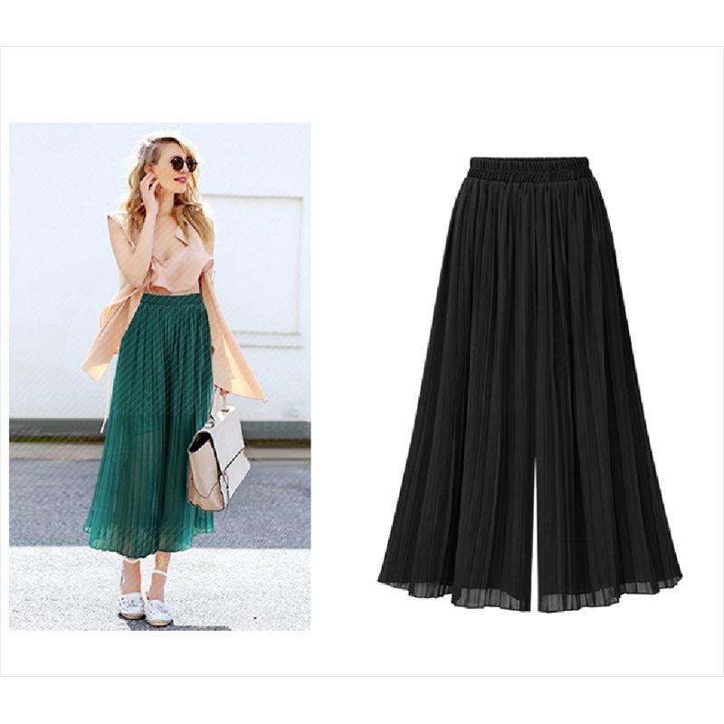 

XL-4XL Spring Summer Pants Casual Ladies Chiffon Trousers Women Black XXXXL