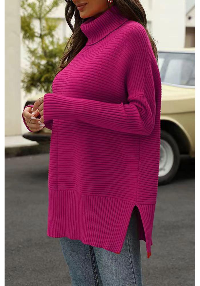 European High Neck Batwing Sleeve Women's Pullover Sweater - Autumn/Winter Fashion Knitwear