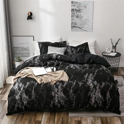 Black Duvet Cover Set King Queen Size, Marble Pattern Comforter Cover or Quilt Cover Ultra Soft Bedding Sets with Zipper Closure