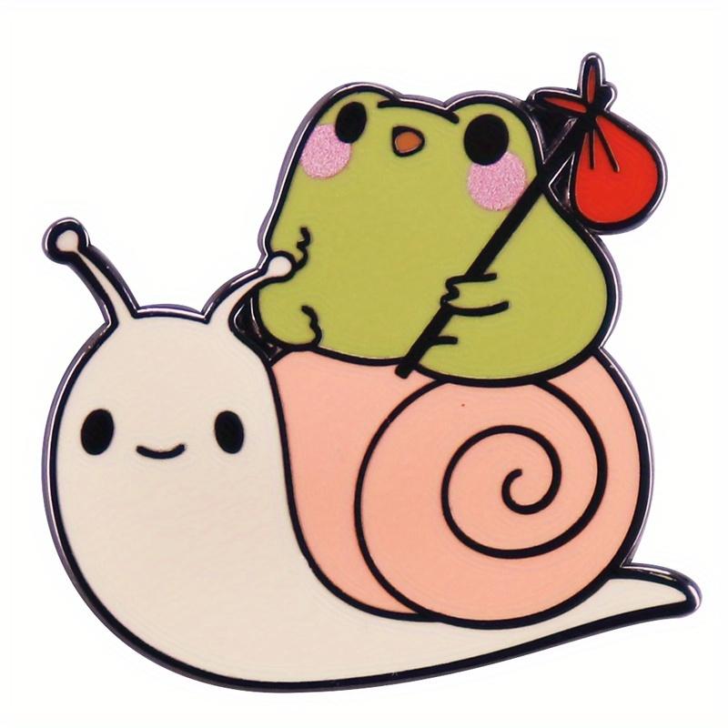 Cute Snail Frog Hard Enamel Pin Brooch Froggy Friends Traveler Badge Accessories Gift