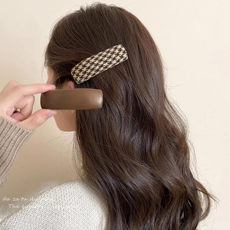 5pcs/set Vintage Brown Plaid Rectangle Hairpins For Women Girls Sweet Hair Ornament Barrettes Hair Clip Hair Accessories