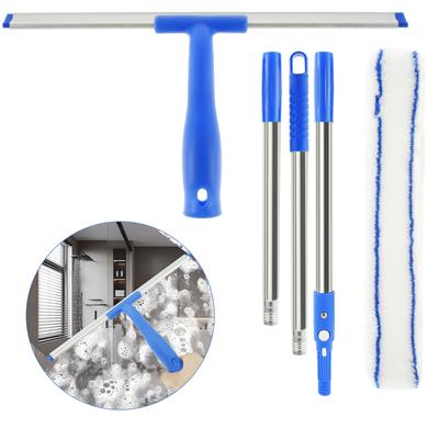 Fensterabzieher, professionelles Fensterreinigungswerkzeug-Set, Abzieher und Schrubber mit 53-Zoll-Edelstahlstange
