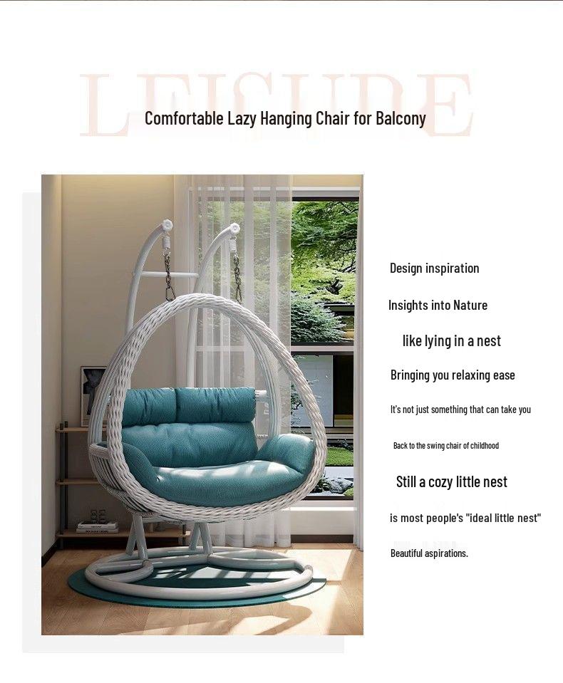 Indoor/Outdoor Rattan Hanging Basket Chair: Rocking Double Swing & Lazy Hammock