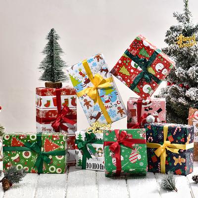 8 pièces/ensemble Papier d'emballage cadeau de Noël Décorations de Noël 2024 Papier d'emballage de Noël Ornements Navidad Natal Cadeau de Nouvel An 2025