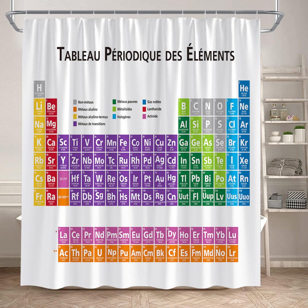 

Periodic Table Shower Curtain Modern Fun Chemistry Elements For Students Home Decor Polyester Fabric Bathroom Curtain With Hooks 240x180cm-94x70in