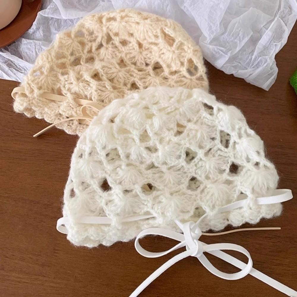 Korean Style Knitted Hat Hollow Design Crochet Hat Fashion Beanie Cap Spring