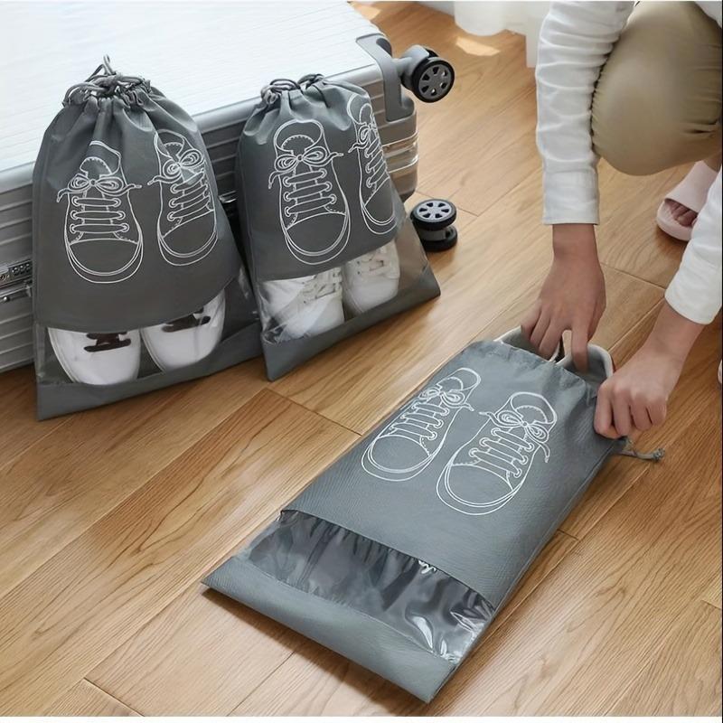 10pcs Ultra-Lightweight Waterproof Transparent Non-Woven Shoe Storage Bags for Travel & Home Organization
