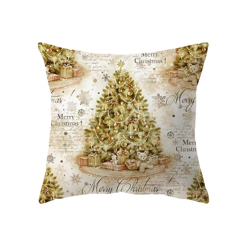 Merry Christmas Tree Decoration Printed Pattern Cushion Cover Home Living Room Sofa Decoration Polyester Pillow Pillow Cover
