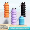 Silicone Collapsible Water Bottle, 500ml Portable Sports Bottle for Running Gym Hiking, Leak-Proof Foldable Flask