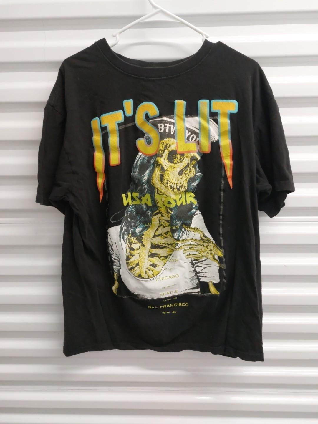 Vtg It s Lit Band 1989 USA Tour Concert Tee Black S-5XL Shirt TH288 XL