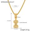 Minimalist Letter Inlaid Diamond Copper Pendant Necklace with Long Box Chain in Gold-Plated Titanium Steel