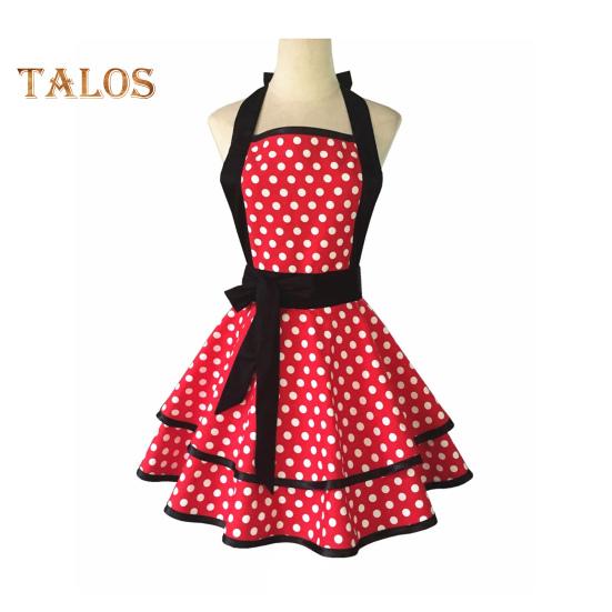 

Винтажный фартук для женщин, кухня, готовка, выпечка, барбекю, гриль, полосы, закрывающие грудь до колена, регулируемый шейный фартук в полоску в горошек, ретро-фартук ко Дню матери красный/чёрный