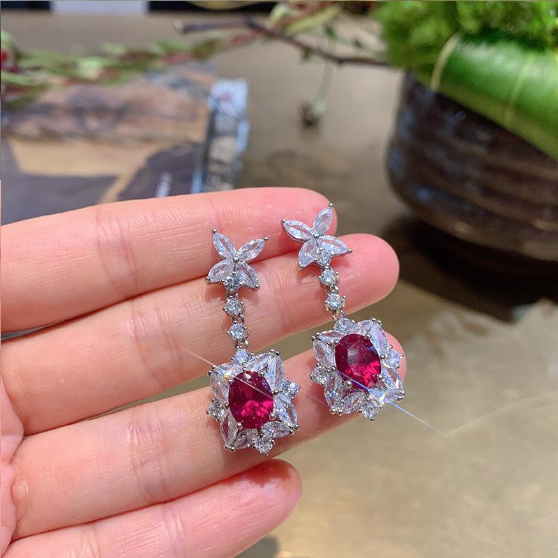 S925 Silver Needle Simulation Paraiba Jewelry Earrings Women's Fashion Luxury