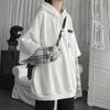 Abbigliamento da uomo Felpe Finte Due Pezzi Patchwork a Quadri con Cappuccio Top Oversize Abbigliamento per Donna Harajuku Felpa Casual