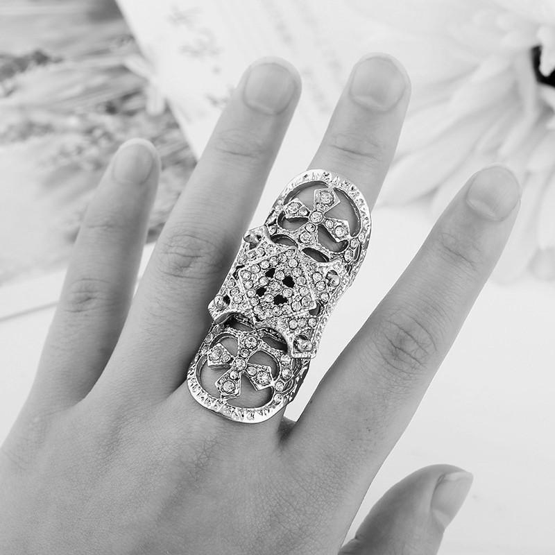 Jewelry European And American Trendy Style Diamond Cross Joint Armor Ring