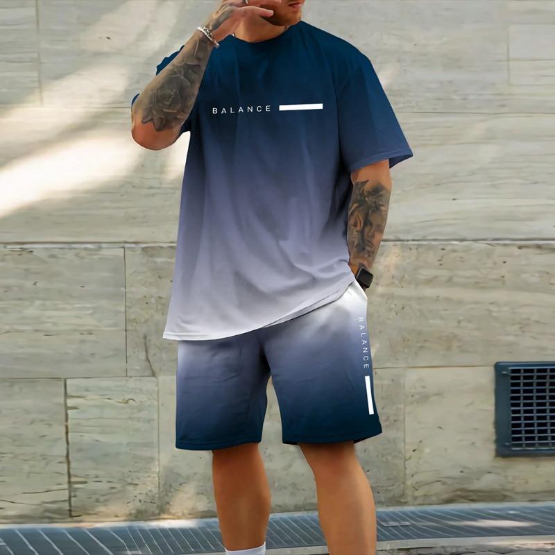 

Новый модный мужской костюм с 3D-принтом и градацией цвета, свободная мужская рубашка с коротким рукавом, летний повседневный дышащий освежающий комплект M