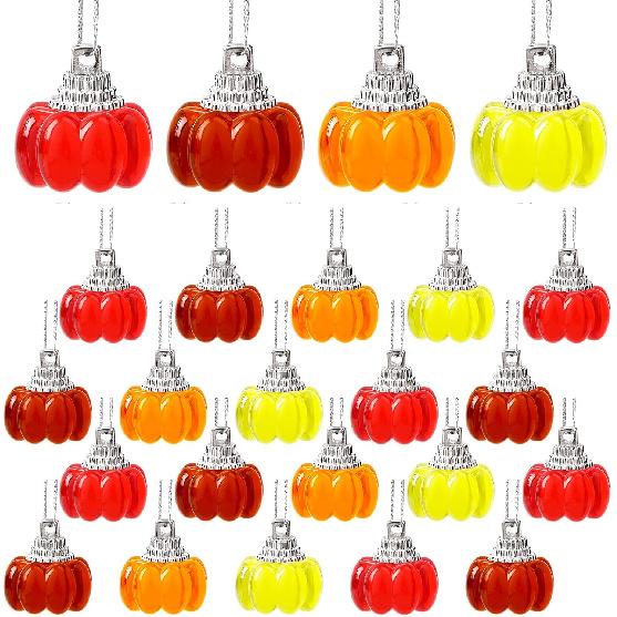 JULMELON 24 Pcs Fall Maple Leaf Ornaments, Thanksgiving Maple Leaf Tree Hanging Pendant Acrylic Hanging Ornaments for Autumn Harvest Small Tree Home
