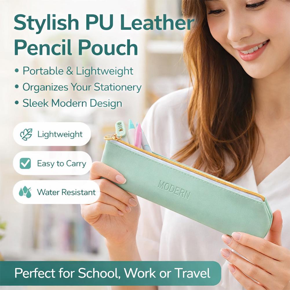 New Retro Simple PU Pencil Case Student Stationery Large Capacity Multi functional Storage Pen Bag Kids Back to School Supplies