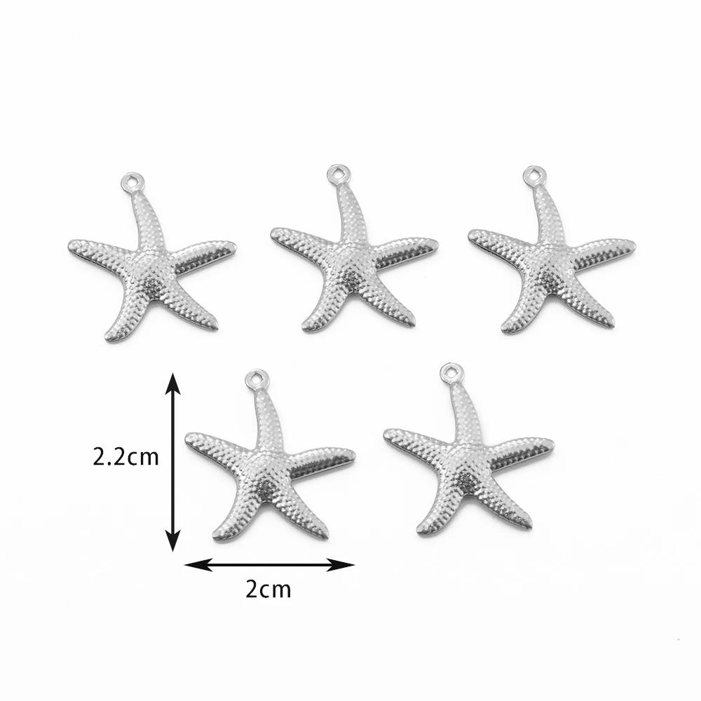 Wholesale 20pcs/lot Starfish Shell Strawberry Elephant Hollow Charms Pendant Stainless Steel DIY Jewelry Making Crafts
