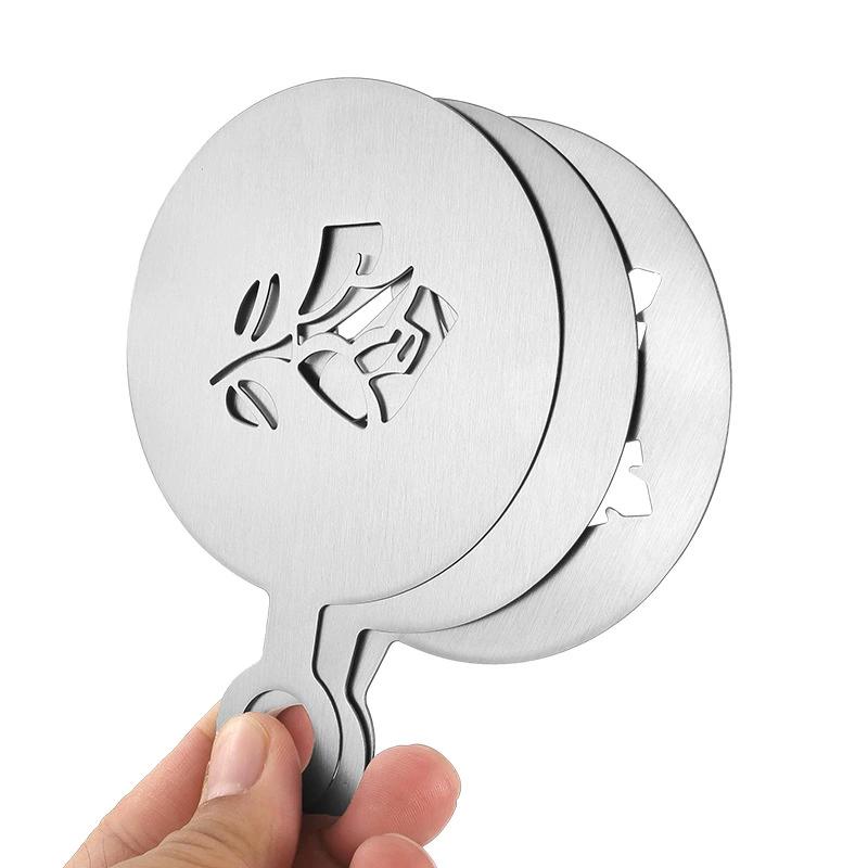 WTEMPO 4PCS Creative Coffee Latte Art Molds Stainless Steel Fancy Cake Decorations Making Molds Milk Foam Spray Powder Mold Snowflake Heart Pattern