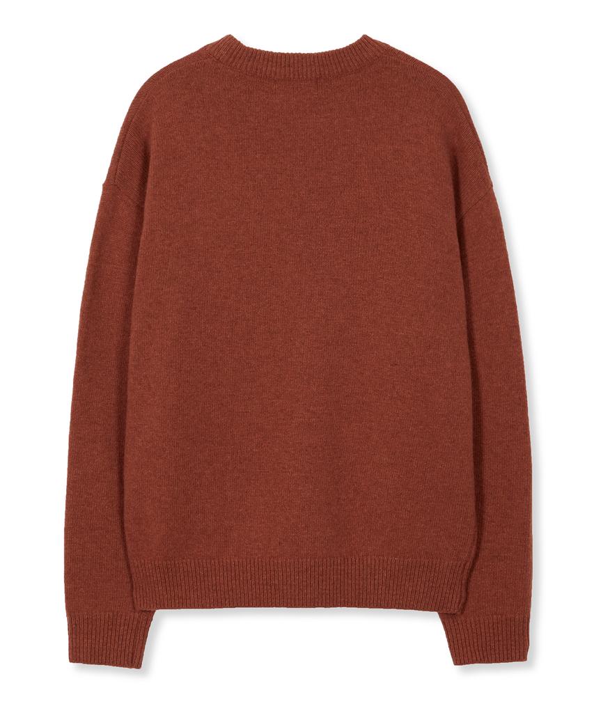 WEST GRAND BOULEVARD Semi-Over Wool Blended Knit Blood Orange