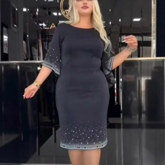 2025 Lato Francuski Europejski Styl Sukienka z Okrągłym Dekoltem Wyszczuplająca Talia